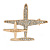 Double Aeroplane 'Angel' Clear Crystal Brooch In Gold Tone Metal - 45mm