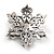 Small Vintage Inspired Red/ Green/ Clear Crystal Christmas Snowflake Brooch In Aged Silver Tone Metal - 35mm D - view 4
