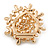 Gold Tone Clear Crystal, Faux Pearl Snowflake Scarf Pin - 45mm D - view 2