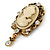 Diamante Cameo Scarf Pin In Aged Gold Tone - 60mm L - view 5