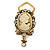 Diamante Cameo Scarf Pin In Aged Gold Tone - 60mm L - view 6
