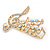 Gold Plated Clear/ Ab Crystal Musical Notes Brooch - 58mm W - view 2