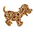 Happy Dalmatian Puppy Dog Brooch In Gold Tone Metal - 55mm