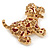 Happy Dalmatian Puppy Dog Brooch In Gold Tone Metal - 55mm - view 4