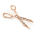 Rose Gold Tone Clear Crystal Scissors Brooch - 55mm L - view 2
