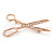 Rose Gold Tone Clear Crystal Scissors Brooch - 55mm L - view 3