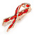 Clear/ Red Crystal Breast Cancer Awareness Ribbon Lapel Pin In Rose Gold Tone Metal - 45mm L - view 3