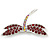 Classic Burgundy Red Crystal Dragonfly Brooch In Rhodium Plating - 60mm W - view 4