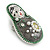 Quirky Green/ Grey Faux Pearl Bead Matryoshka/ Nested Russian doll Brooch/ Pendant In Silver Tone Tone - 40mm L - view 3