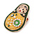 Quirky Green/ Yellow Faux Pearl Bead Matryoshka/ Nested Russian doll Brooch/ Pendant In Rose Gold Tone - 40mm L - view 2