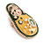 Quirky Green/ Yellow Faux Pearl Bead Matryoshka/ Nested Russian doll Brooch/ Pendant In Rose Gold Tone - 40mm L - view 3