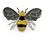 Small Rhodium Plated Grey/ Yellow Enamel Bee Pin Brooch - 23mm W