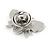 Small Rhodium Plated Grey/ Yellow Enamel Bee Pin Brooch - 23mm W - view 2