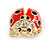 Small Red/ Black Ladybug Brooch In Gold Plated Metal - 20mm Tall - view 5