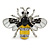 Small Yellow/ White/ Black Enamel, Crysal Bee Brooch In Rhodium Plating - 35mm Across