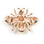 Small Yellow/ Black/ White Enamel Crysal Bee Brooch In Rose Gold Tone - 35mm W - view 2