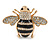 Large Gold Plated Clear Crystal with Black Enamel Bee Brooch - 55mm W