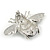 Large Rhodium Plated Clear Crystal with Black Enamel Bee Brooch - 55mm W - view 5