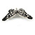 Small Black/ Milky White/ Clear Crystal Butterfly Brooch In Silver Tone - 40mm Across - view 3