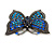 Vintage Inspired Blue/ Teal Butterfly Brooch In Pewter Tone Metal - 40mm Across - view 4