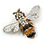 Vintage Inspired Crystal Bee Brooch/ Pendant in Antique Gold Tone - 45mm Across