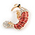Funky Clear Crystal Red Enamel Prawn/ Shrimp Brooch In Gold Tone - 30mm Across - view 3