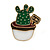 3 Pcs Funky Enamel Cactus, Grass, Aloe Vera Potted Plant Brooch Set for Clothes/ Bags/ Backpacks/ Jackets - 30mm Tall - view 6