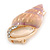 Pale Pink/ Purple Enamel Sea Shell Brooch In Gold Tone Metal - 35mm Across - view 3