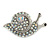 Small Cute AB Crystal Snail Brooch In Silver Tone Metal - 35mm Across