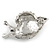 Small Cute AB Crystal Snail Brooch In Silver Tone Metal - 35mm Across - view 3
