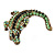 Vintage Inspired Green Crystal Crocodile Brooch/ Pendant In Antique Gold Tone Metal - 50mm Long - view 2