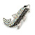 Small Quirky AB/ Black Crystal Fish Brooch In Silver Tone Metal - 35mm Across - view 4