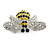 Small Clear/ Black/ Yellow Crystal Bee Brooch In Silver Tone Metal - 35mm Across - view 3