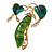 Stunning Green Enamel with Faux Glass Pearl Pea Pod Brooch In Gold Tone Metal - 40mm Tall