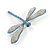Statement Clear/ Light Blue Crystal Dragonfly Brooch In Silver Tone Metal - 75mm Across - view 4