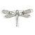 Statement Clear/ Light Blue Crystal Dragonfly Brooch In Silver Tone Metal - 75mm Across - view 5