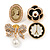 4 Pcs Romantic Enamel Crystal Bow, Rose Flower, Cameo, Eiffel Tower Brooch Set for Clothes/ Bags/ Backpacks/ Jackets - 30mm