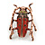 Vintage Inspired Red Enamel Bug Brooch In Bronze Tone Metal - 50mm Tall - view 4