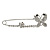 Clear Crystal Double Butterfly Safety Pin Brooch In Silver Tone - 80mm L - view 2