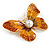 Red/ Yellow Glitter Butterfly Brooch In Gold Tone - 45mm Across - view 3