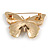 Red/ Yellow Glitter Butterfly Brooch In Gold Tone - 45mm Across - view 4