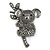 Grey/ Hematite Crystal Koala Bear Brooch In Black Tone Metal - 53mm Tall