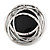 Large Ethnic Hammered 'Buckle' Brooch with Black Acrylic Disc - 70mm Diameter