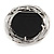 Large Ethnic Hammered 'Buckle' Brooch with Black Acrylic Disc - 70mm Diameter - view 3