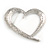 Large Ethnic Hammered Open Heart Brooch In Silver Tone Metal - 90mm Across - view 2