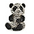 Black/ Clear Crystal Panda Bear Brooch In Silver Tone Metal - 40mm Tall - view 5