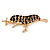 Quirky Black Enamel 'Caterpillar on The Branch' Brooch in Gold Tone - 48mm Across - view 2