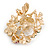Multicoloured Crystal, Enamel Flower, Ladybug, Butterfly Wreath Brooch/ Pendant In Gold Tone Metal - 50mm Tall - view 5