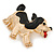 Happy Puppy Dog Brooch In Gold Tone Metal - 40mm Across - view 2