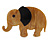 Honey Brown/ Black Acrylic Elephant Brooch - 65mm Across
